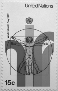 図1 国連切手に描かれた「ウィトルウィウス的人体図