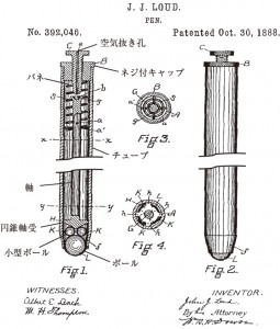 図1　ジョン・ラウドの特許：「ペン」の名称で取得（US N0. 392,046）（一部筆者加工）